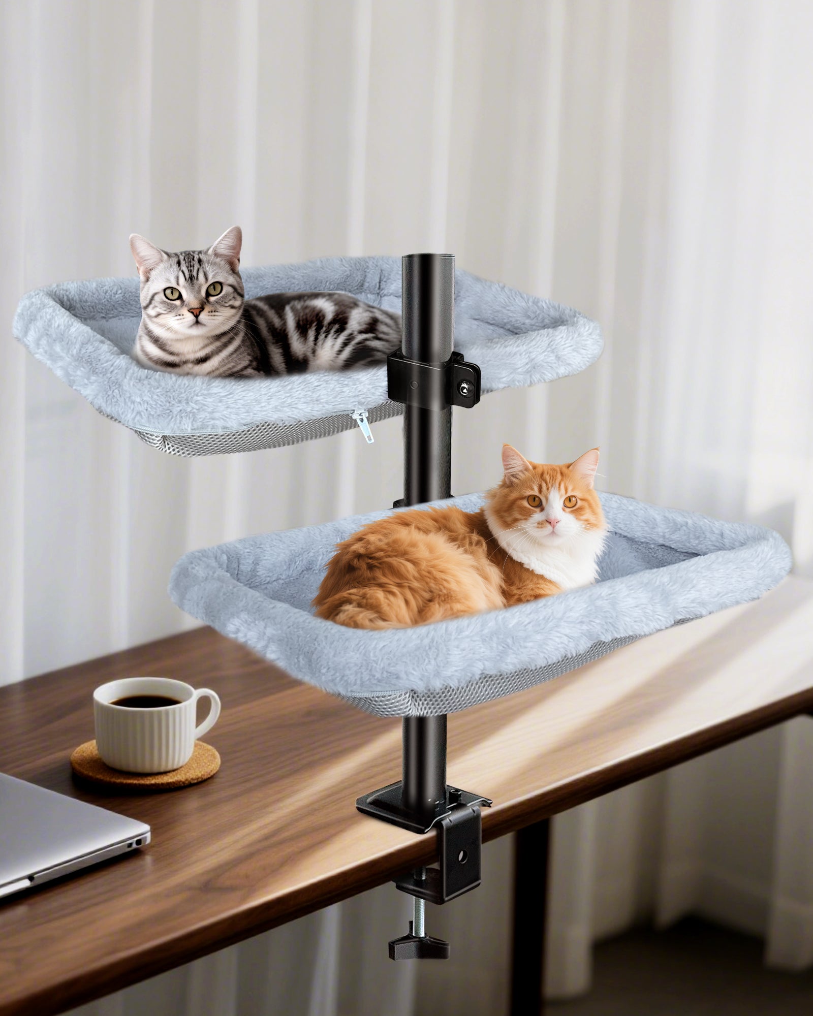 Adjustable Cat Desk Bed with 360° Rotating Arm