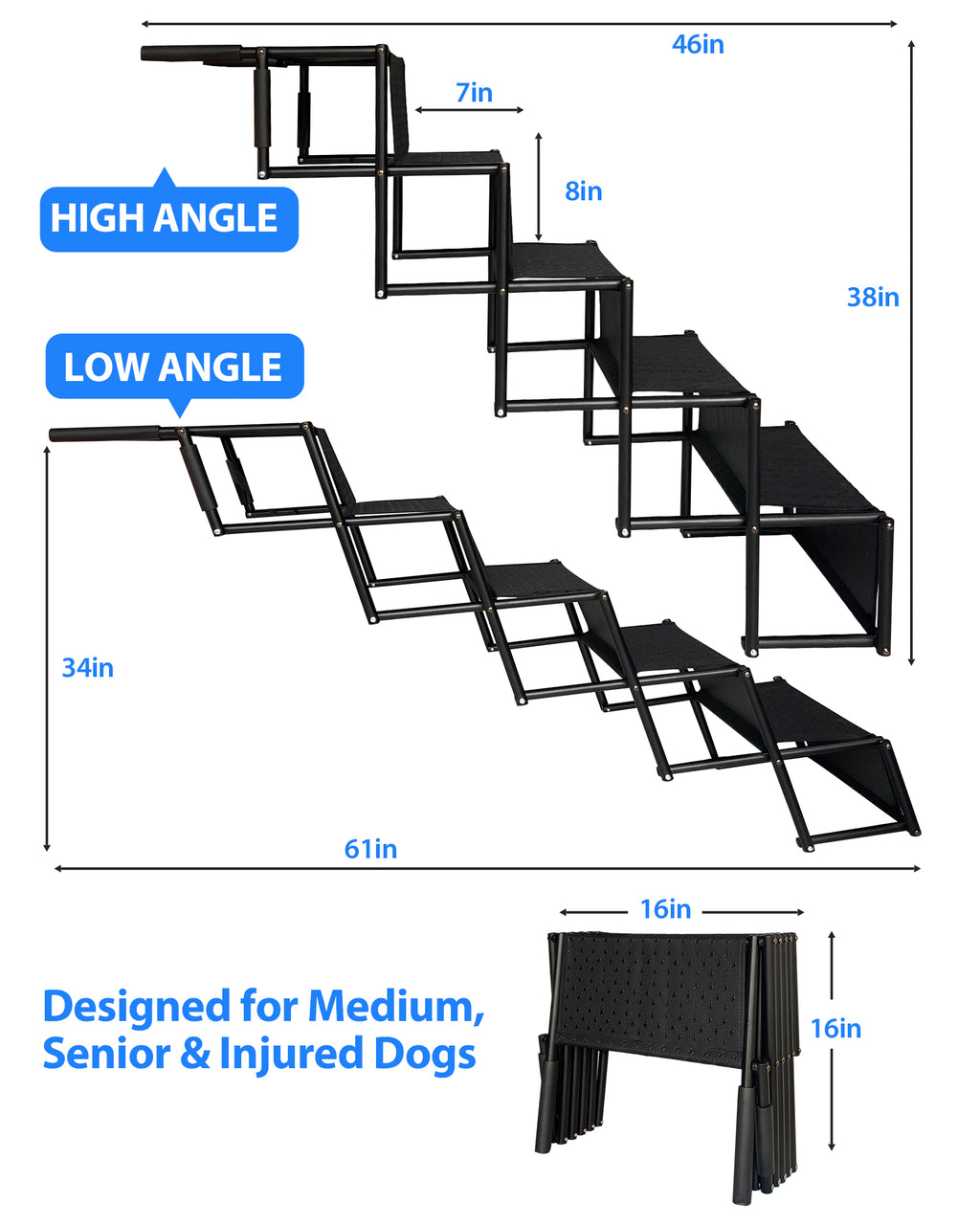 Foldable Dog Stairs for Car, SUV & Truck