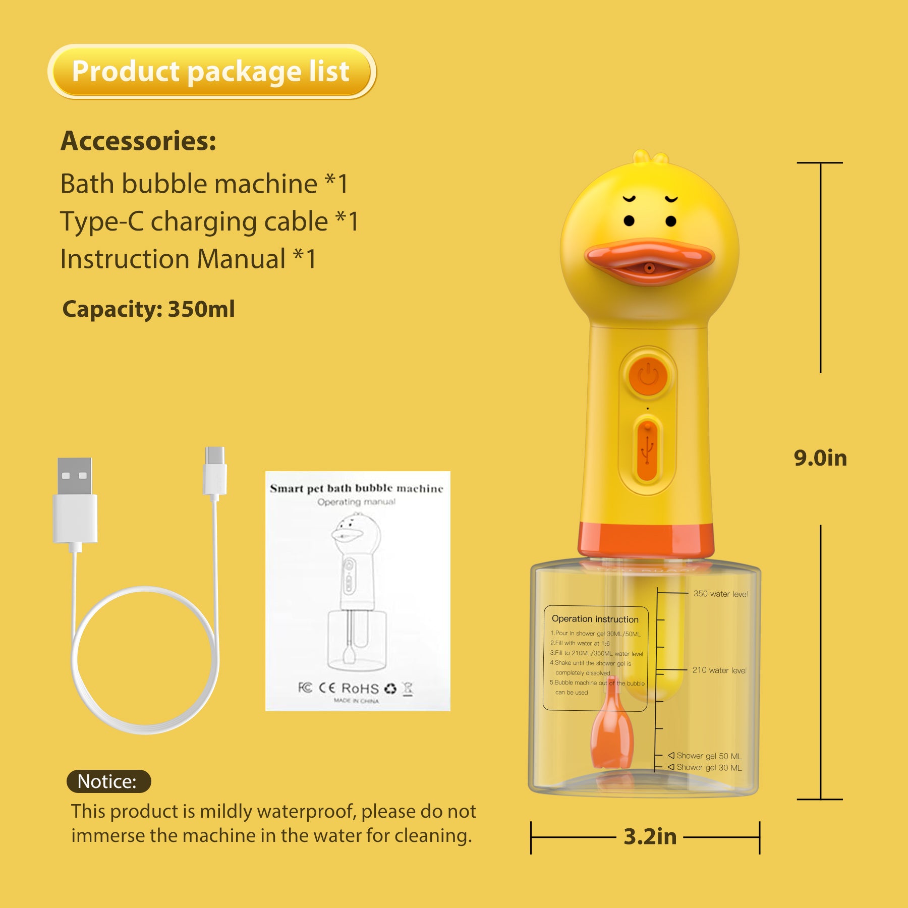 Electric Dog Shampoo Dispenser-Yellow