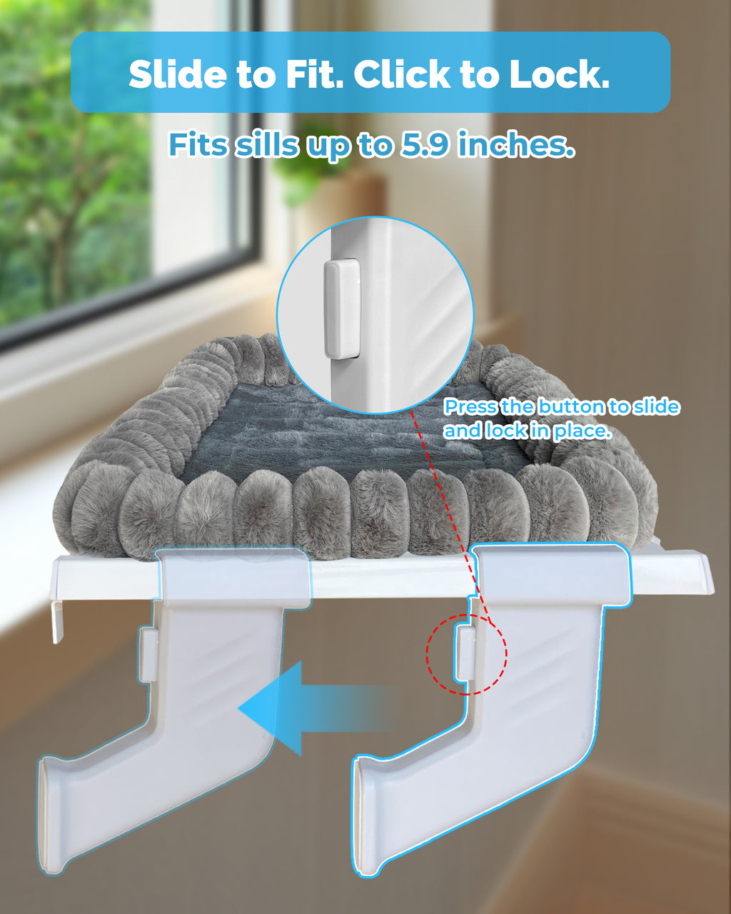 Cat Window Sill Perch with Plush Cover