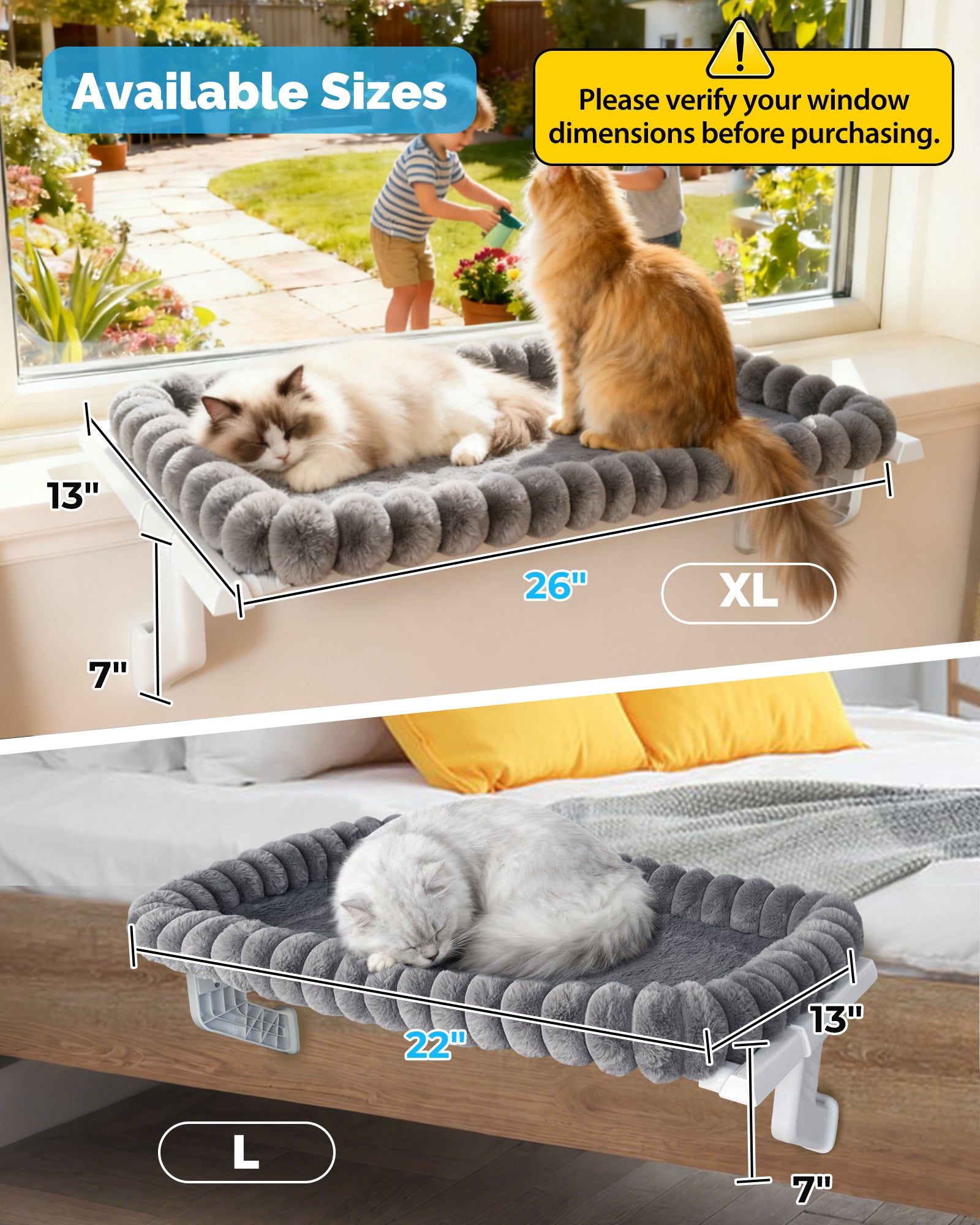 Cat Window Sill Perch with Plush Cover