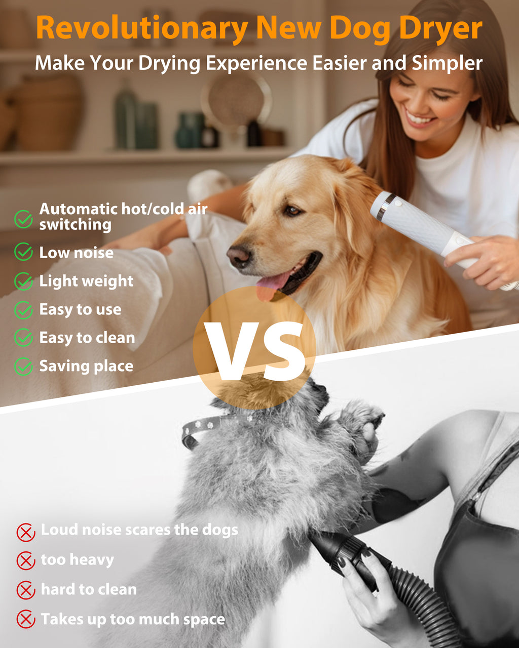 Handhold Portable High Velocity Hair Dryer for Dogs