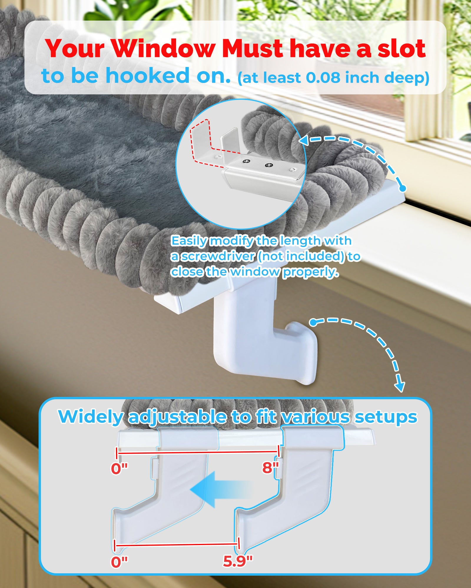 Cat Window Sill Perch with Plush Cover