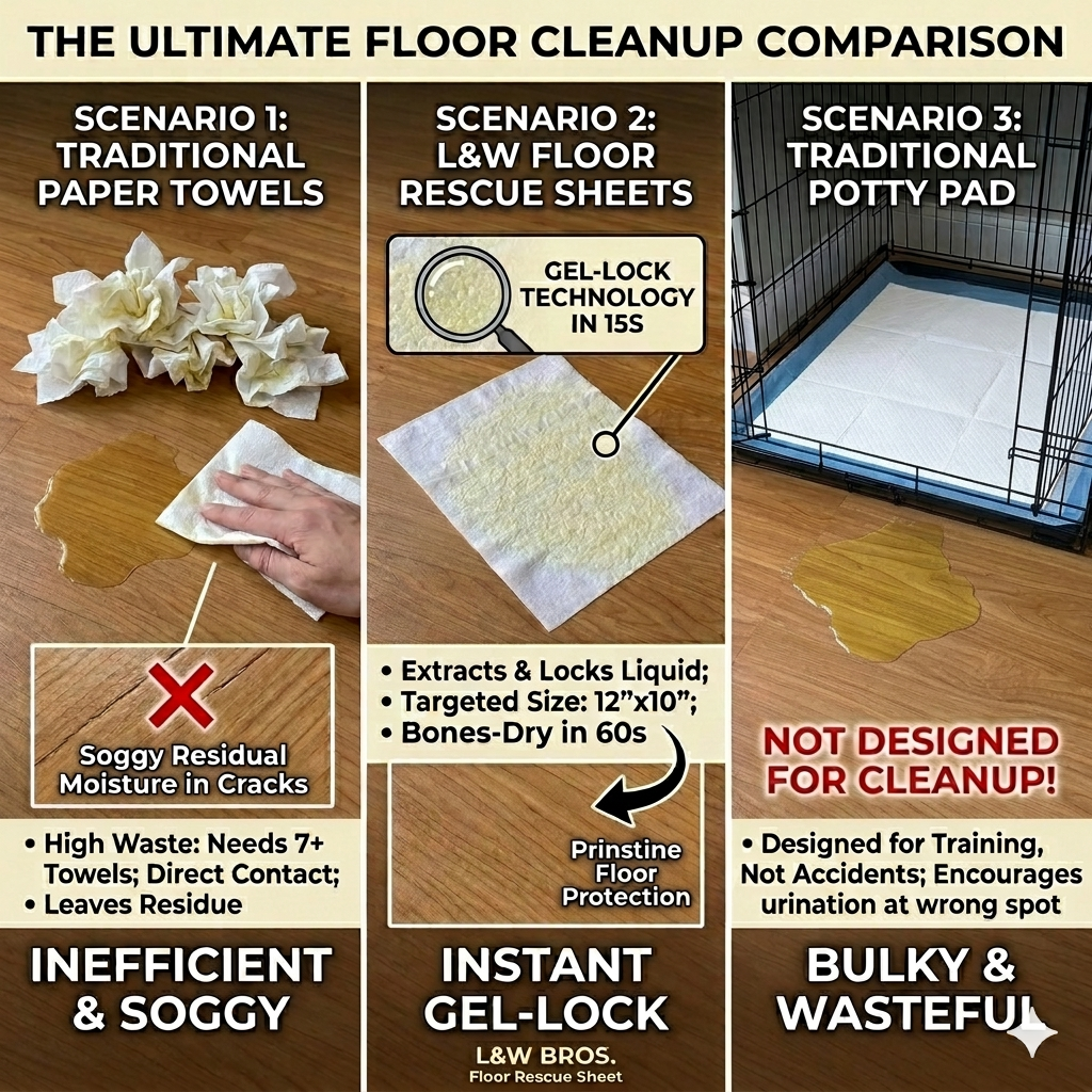 L&W BROS. 15s Pet Floor Rescue Absorbent Sheets