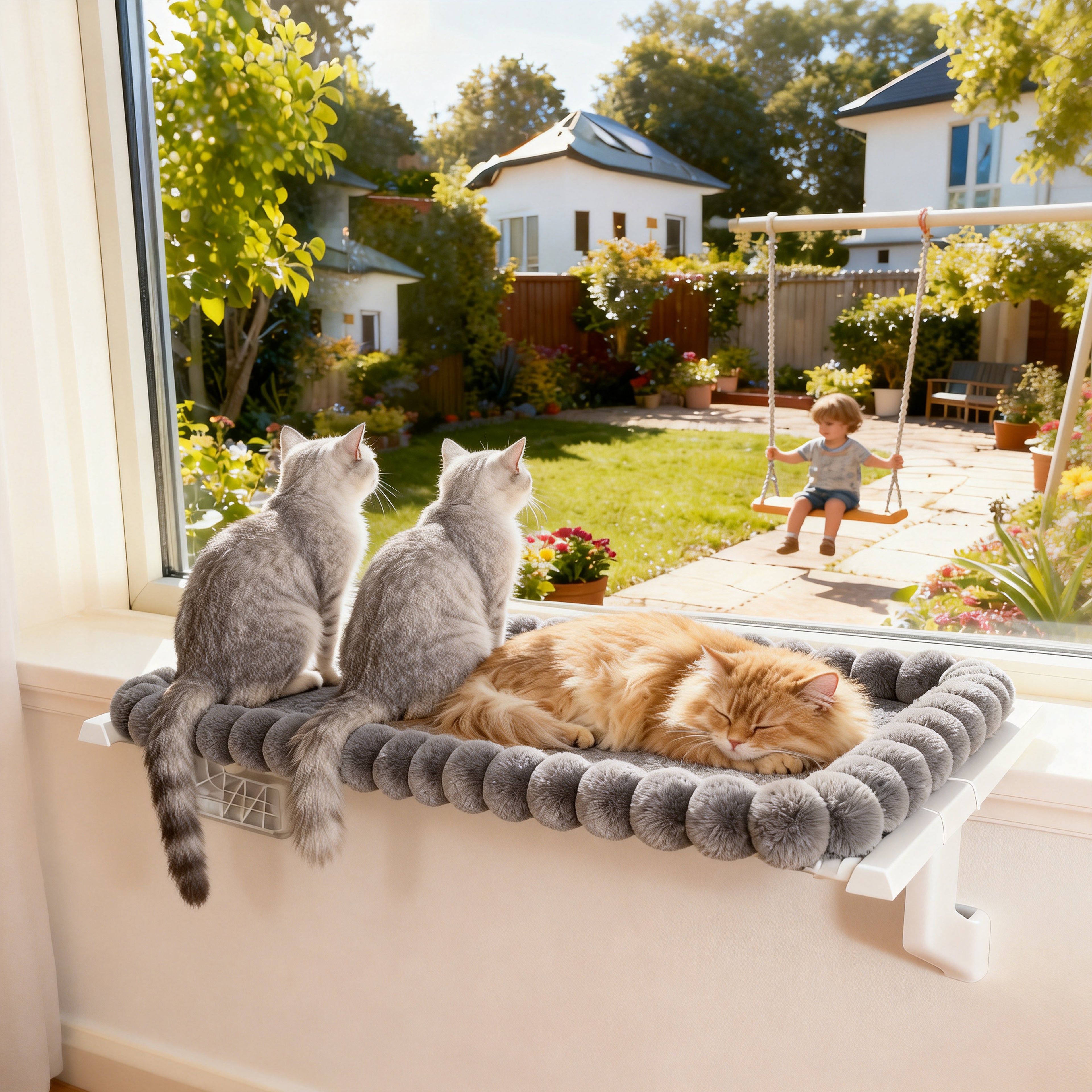 Cat Window Sill Perch with Plush Cover