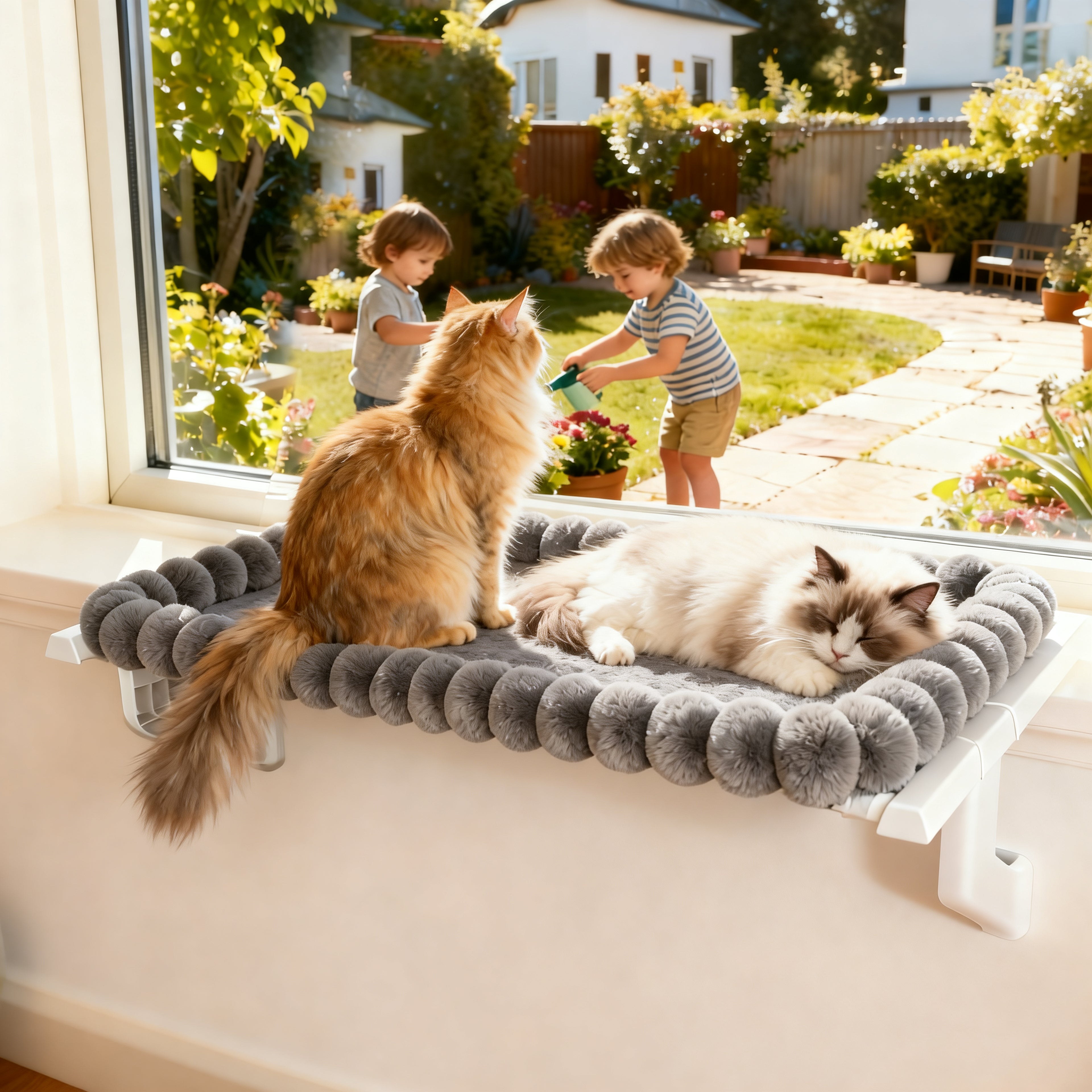 Cat Window Sill Perch with Plush Cover