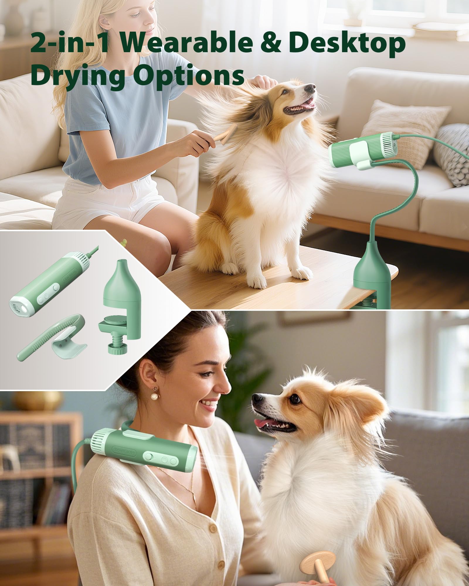 Hands-free Pet Dryer with Table Clamp
