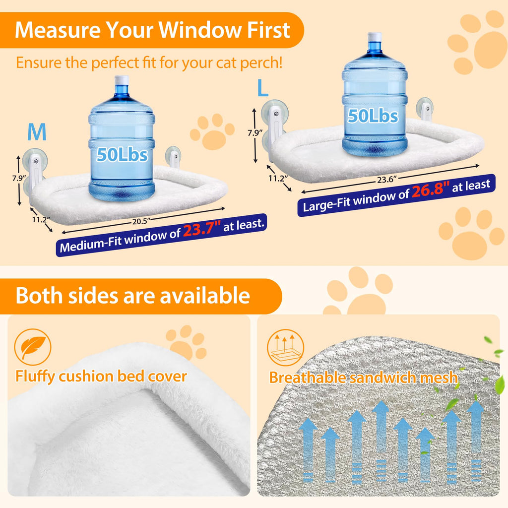 Cat Window Perch with Cushion Bed