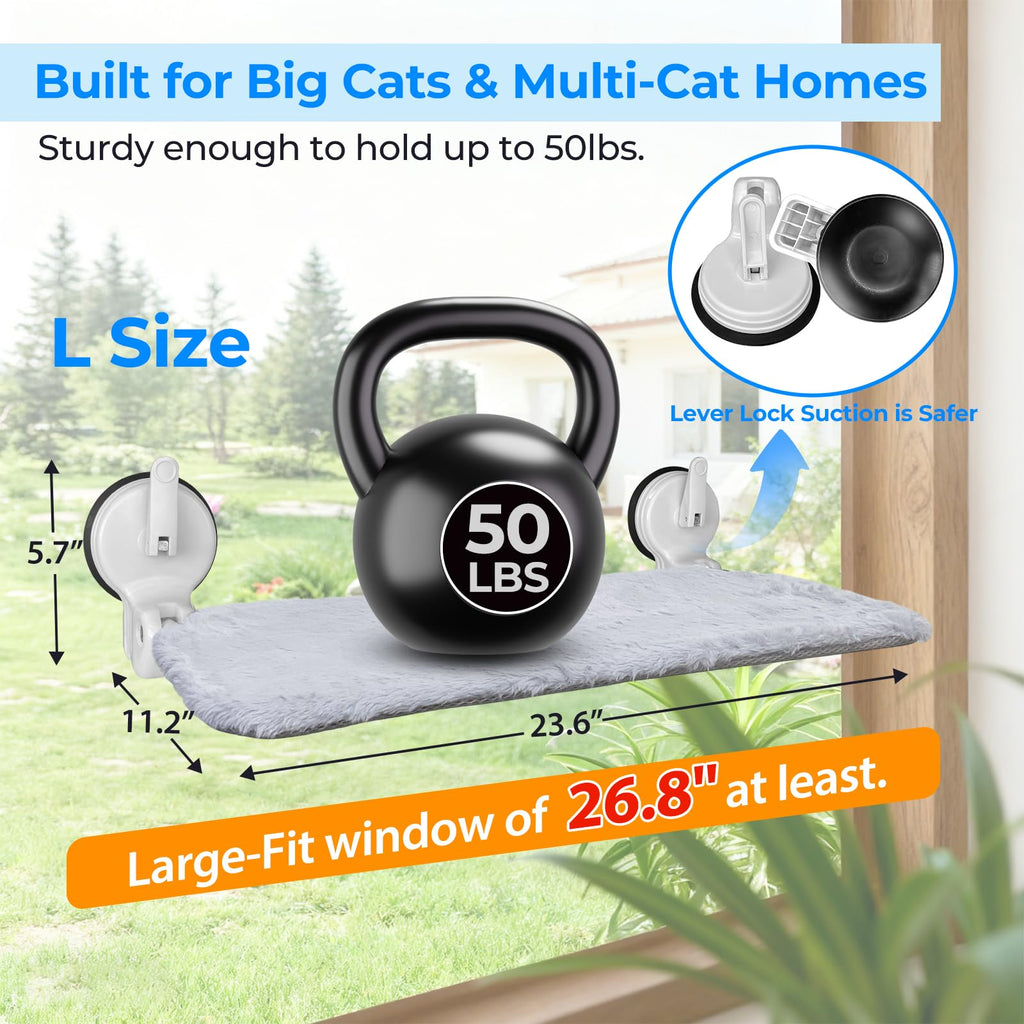 Cat Window Perch with Lever Lock Suction Cups