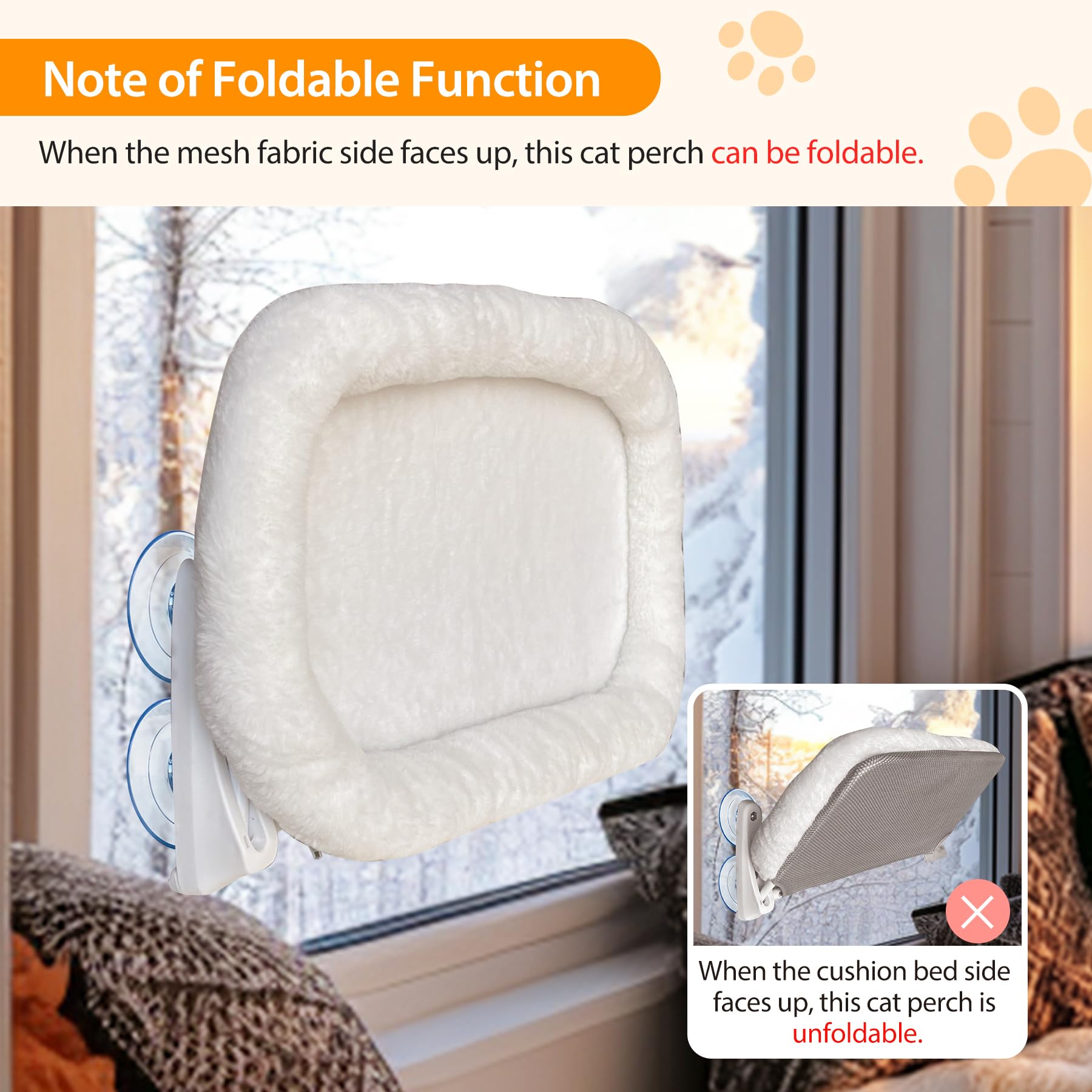 Cat Window Perch with Cushion Bed